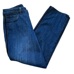 Talbots High Waist Straight Ankle velvet strip Straight Jeans